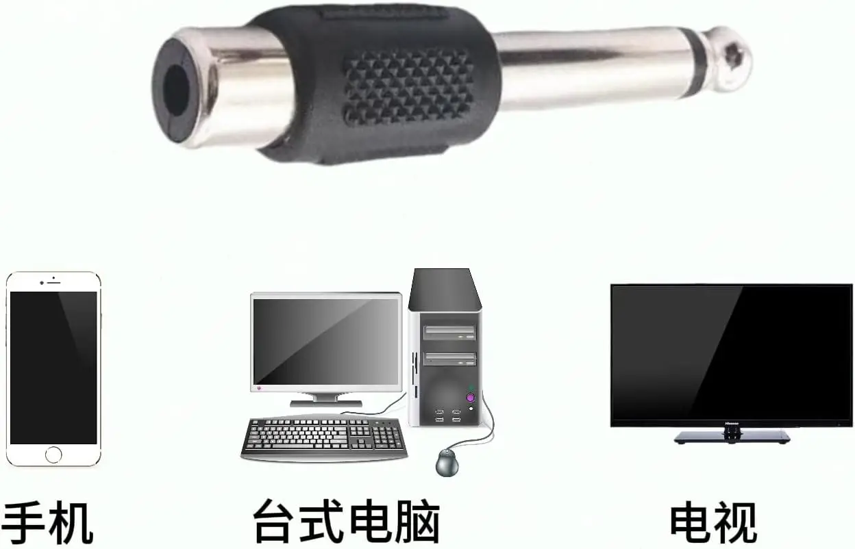 8PCS 6.5mm Stereo To Dual RCA Female Adapter 6.35mm Male To Lotus AV Audio Connector for Microphone FM Broadcast Station