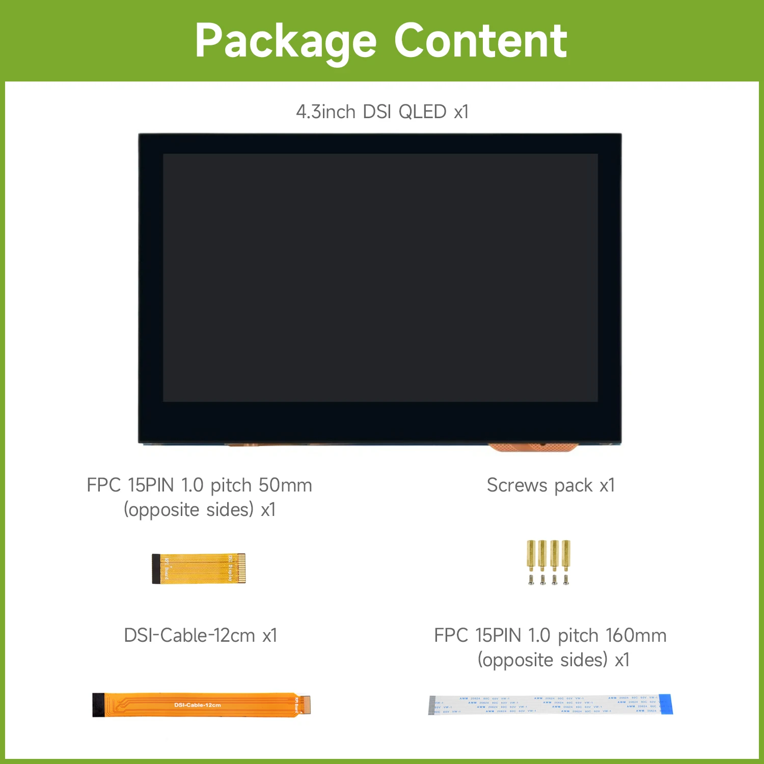 Picture 7: Waveshare 4.3inch QLED Display for Raspberry Pi/VisionFive2/Core3566, DSI Display, Multi-Point Touch