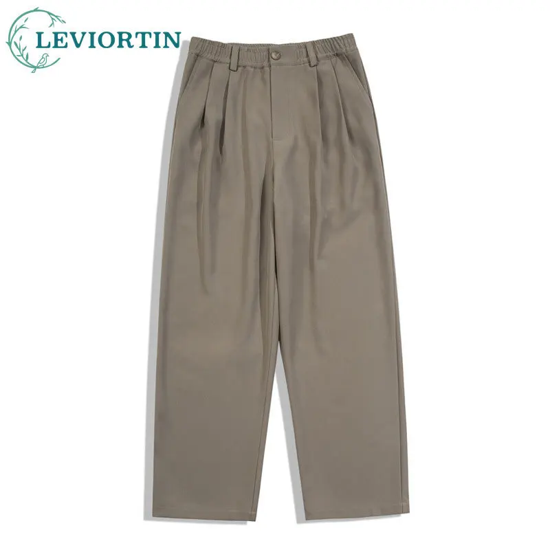 

Japanese retro sagging relaxed double pleated suit, wide leg casual pants for men and women, loose dad floor length pants