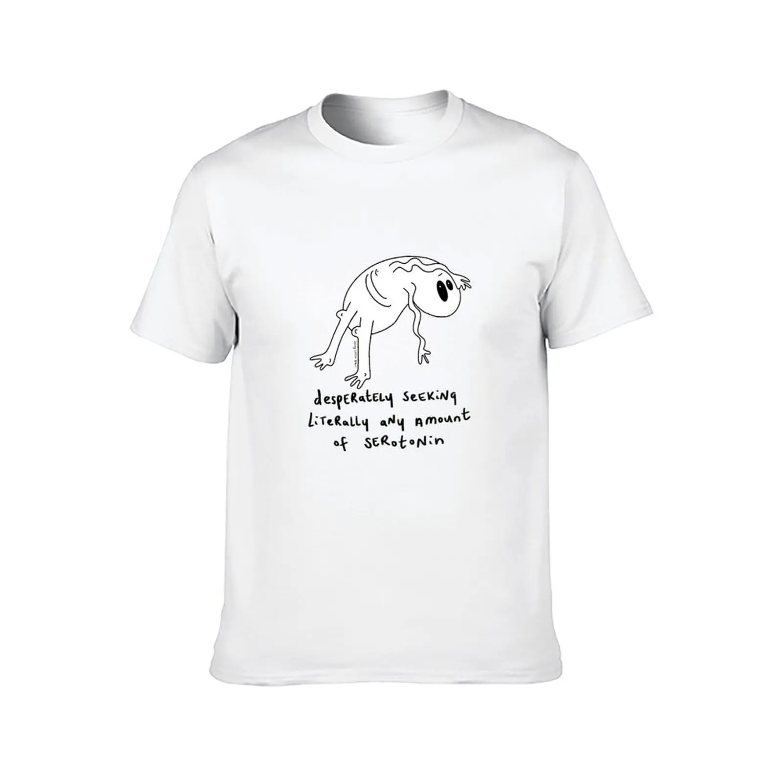 - يائس رجل تي شيرت قطن تي شيرت سيروتونين تي يبحث عن رجل Spicylittlebrain عادية للقمصان رجل #2