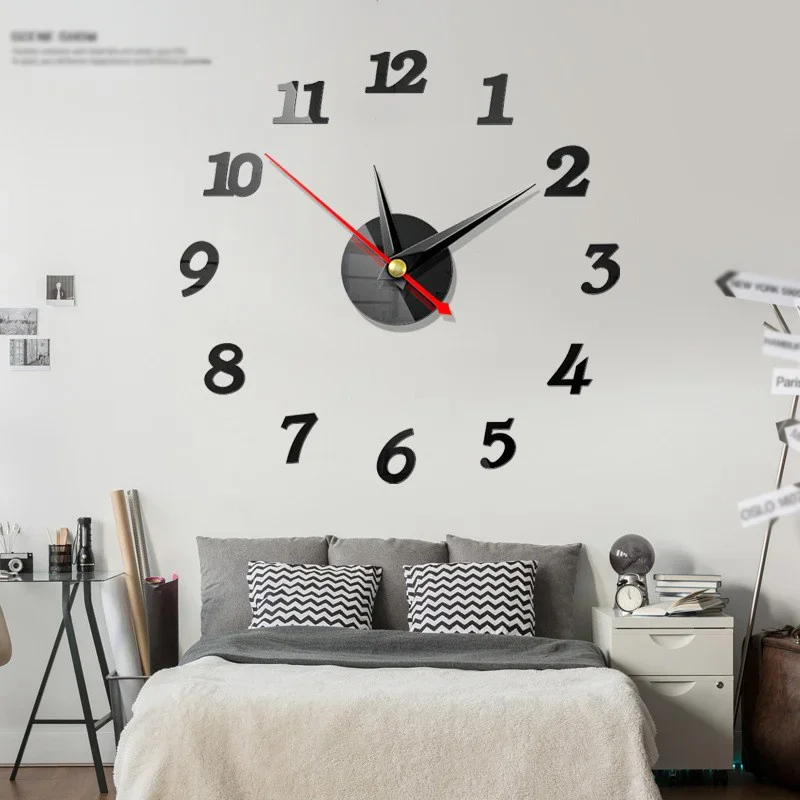 3D Wall Clock Mirror Wall Stickers  Wall Clocks Living Room Removable Art Decal DIY Sticker Home Decoration