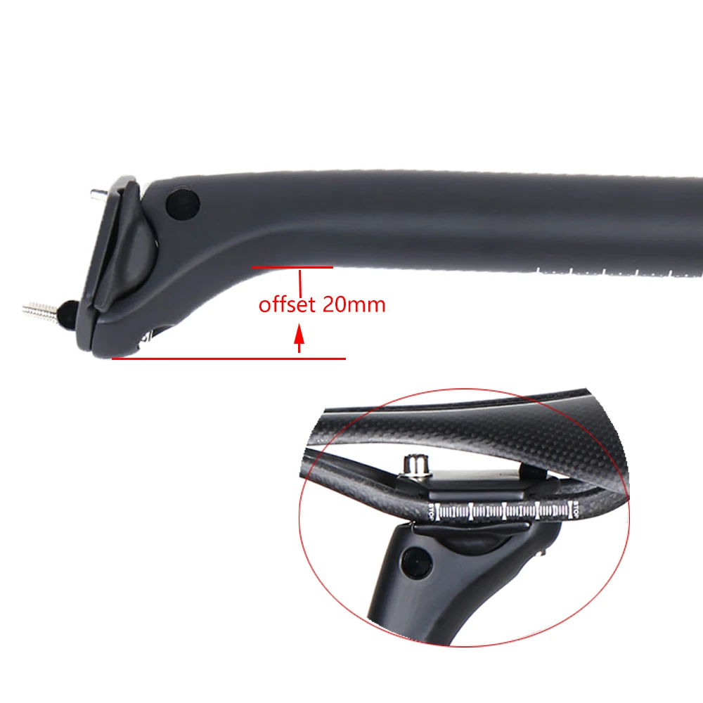 Neue Carbon-Sattelstütze für Mountainbikes, Rennrad-Sattelstütze, versetzte Sattelstütze, 20 Fahrradteile, 25,4/27,2/30,9/31,6*350/400/450mm – Detail 8