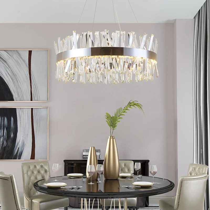 

Modern LED Chandelier For Living Room Luxury Crystal Chandeliers Lighting Gold/ Chrome Polished Steel Design Hang Lamp