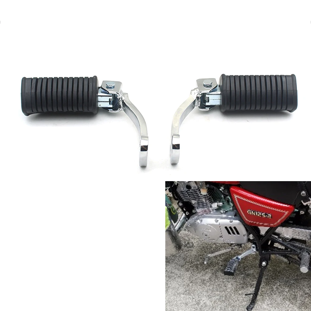 Motocross Black Front Footpegs Footrests Pedals For Suzuki GN125 GN-125 HJ125-8 GN125-H-F Dirt Bike Black