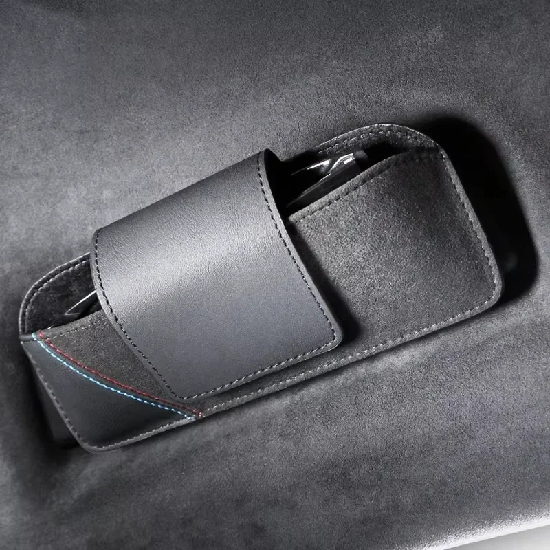 For BMW 1 3 7 Series F30 F20 G30 E90 E60 F10 X1 X3 X4 X5 Suede Sun Visor Eyeglasses Holder Storage Case Car Interior Accessories