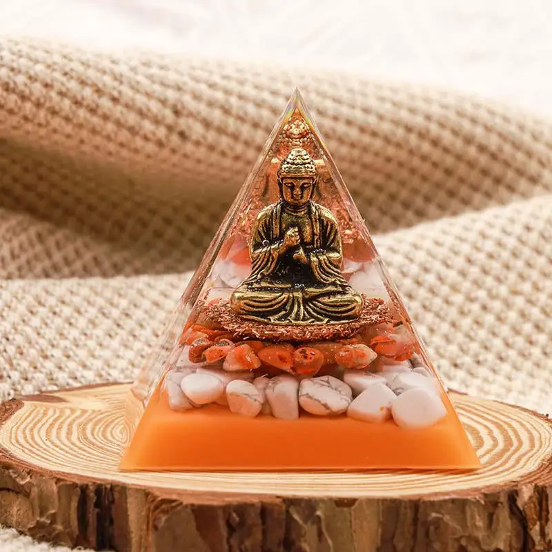 5 CM Crystal Stone Orgone Buddha Statue Pyramid High Quality Crystal Healing Loose Gemstone Pyramid Decoration