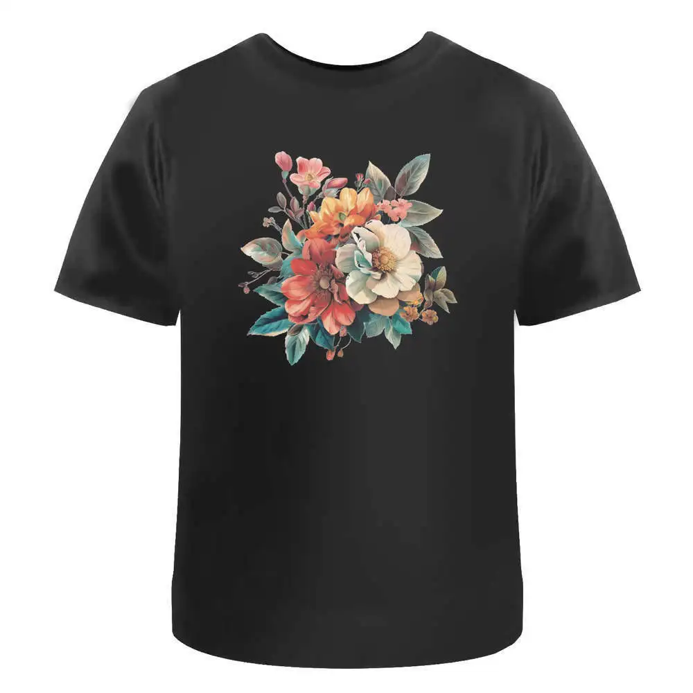 Variety of Flowers ' Cotton T-Shirts   Anime Graphic T-shirts for Men Clothing Women