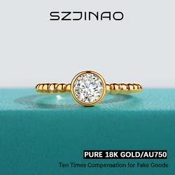 0.5ct Moissanite Rings Genuine 18K Gold for Women  Fine Jewelry Au750 Diamond Ring Wedding Anniversary Engagement Gift
