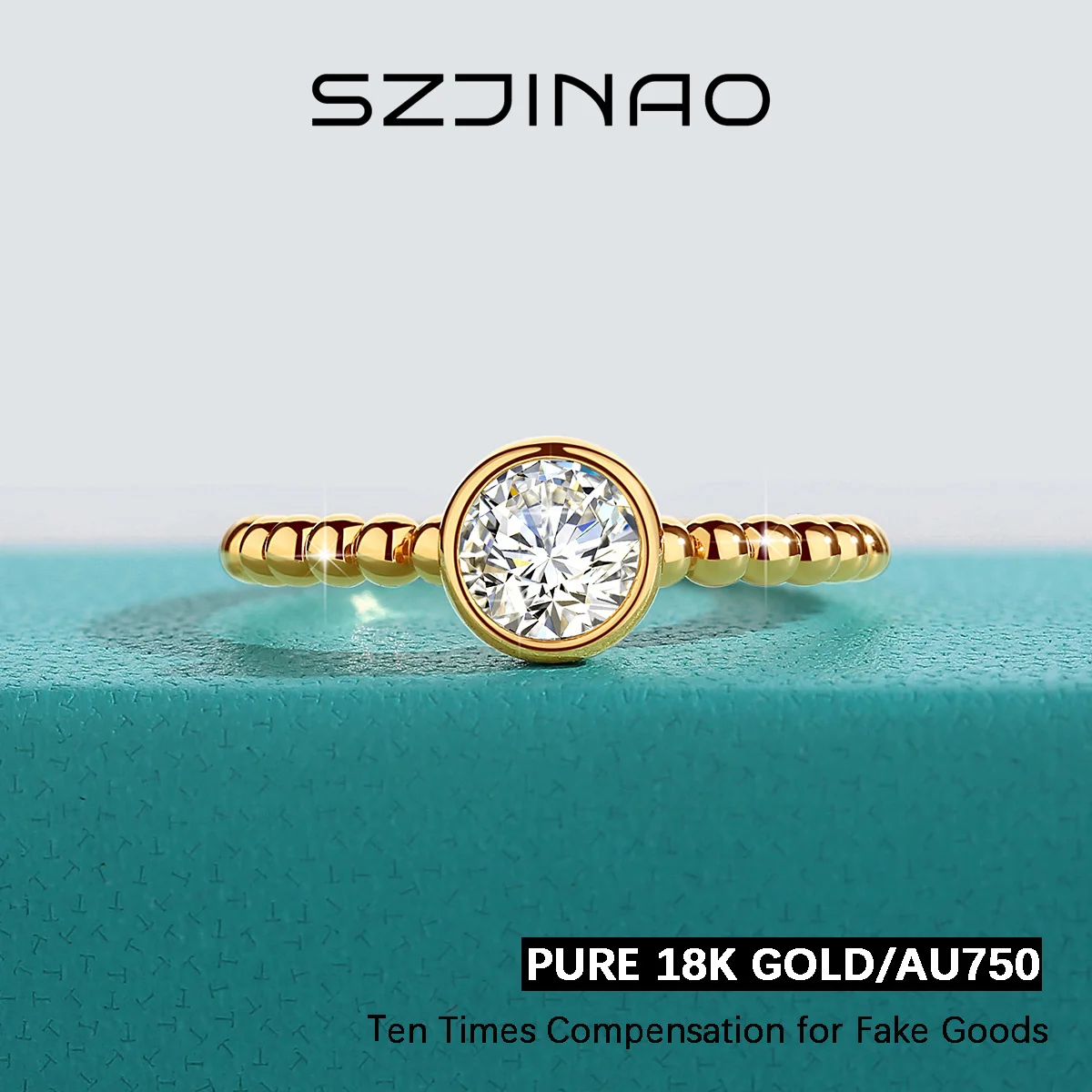 0.5ct Moissanite pierścionki oryginalne 18-karatowe złoto dla kobiet Fine Jewelry Au750 pierścionek z brylantem prezent na rocznicę ślubu i zaręczyny