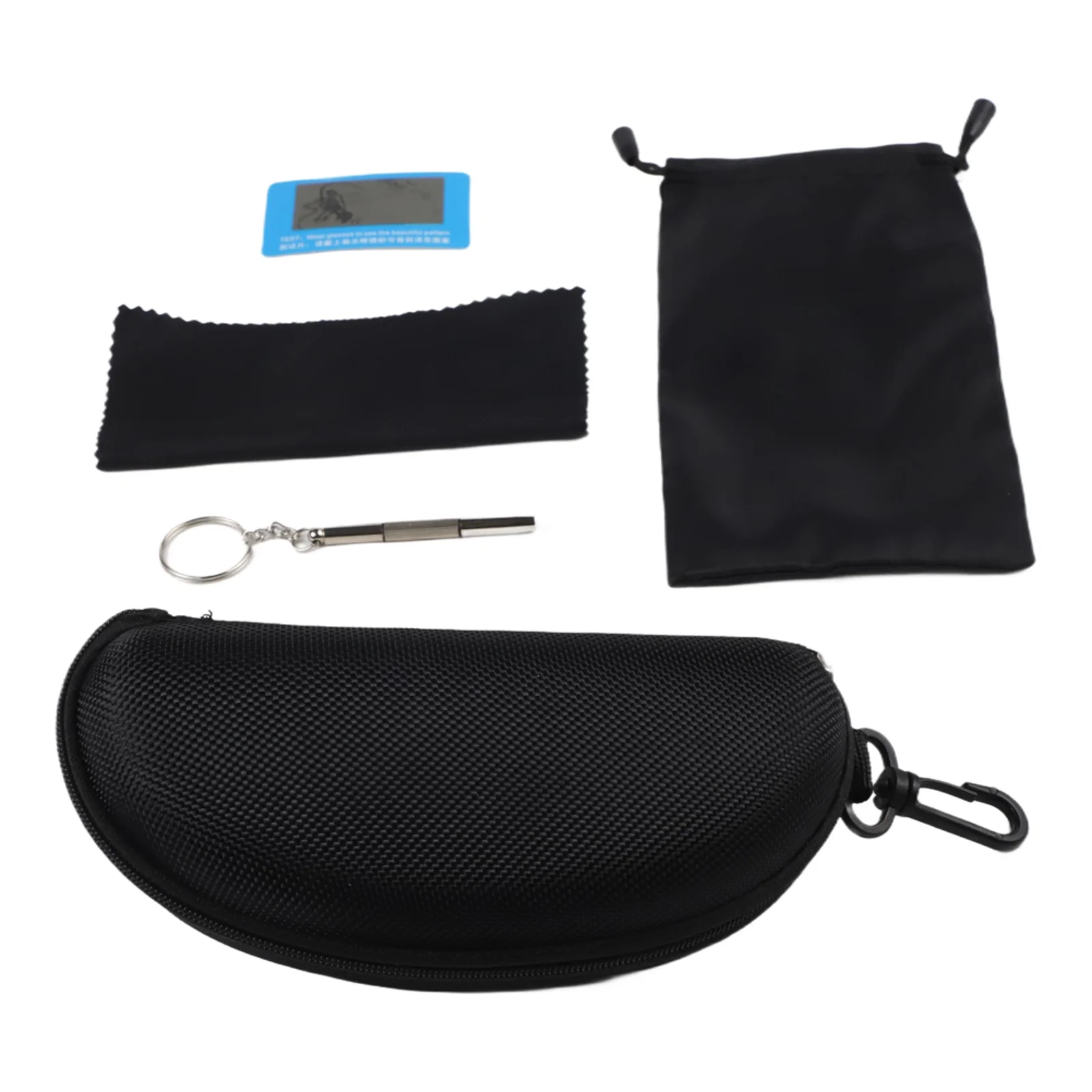 Travel Waterproof Hard Shell Sunglasses Case with Zipper Soft Cleaning Cloth Storage Bag and Eyeglass Repair Tool