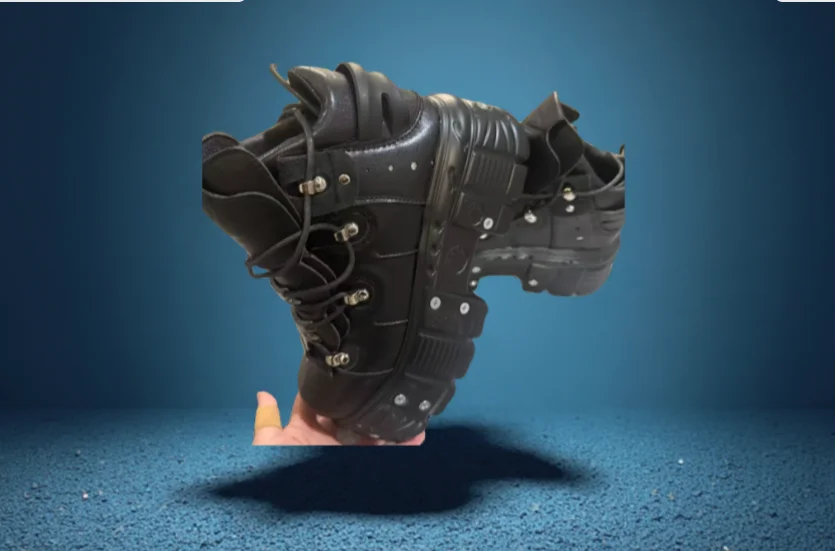 

2026 Spanish New Heightening Muffin Leather Punk Retro Heavy Metal Thick Sole Dark Female Wasteland Wind Shoes