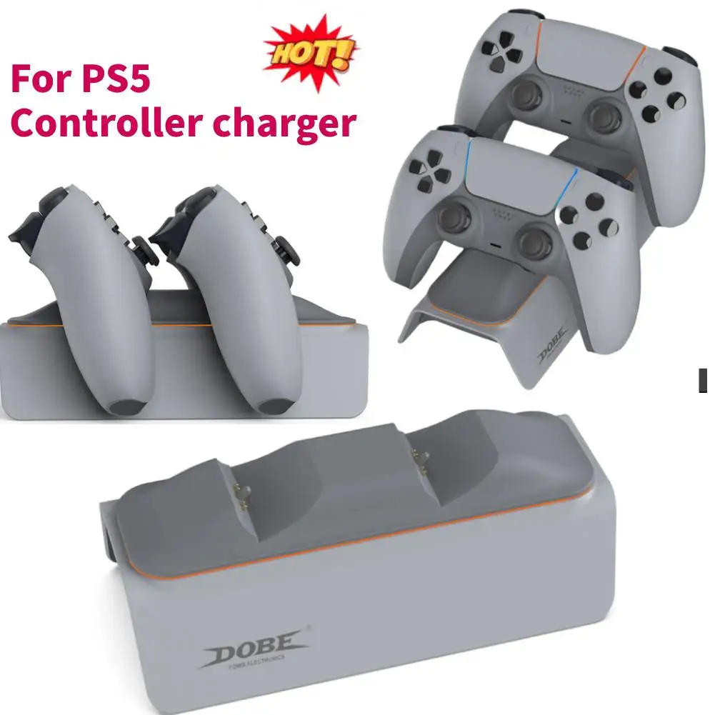 Dual Charging Station for PS5 Controller Charger Wireless Game Controller Charging Dock Stand with Light Charging