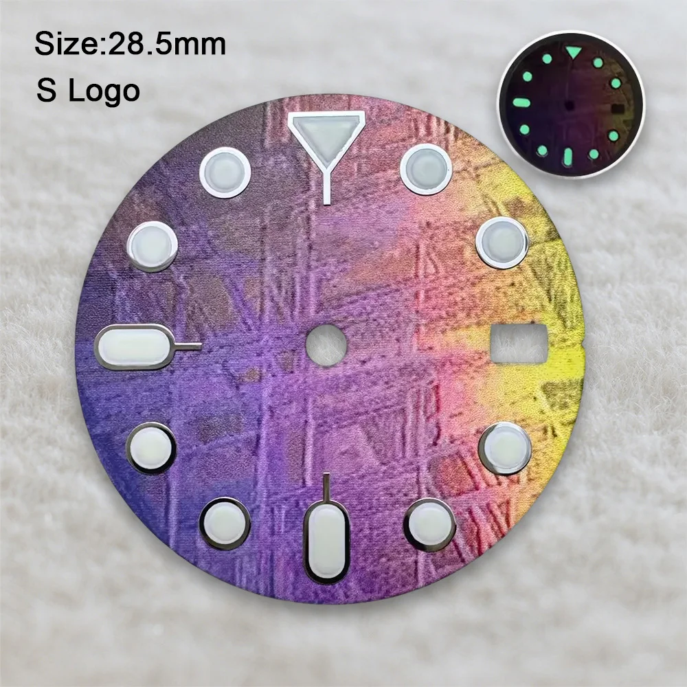 28.5mm S5 Logo SKX007 Starlit Sky Dial Fit NH35/NH36 Movement C3 Strong Green Luminous High-Quality Watch Modified Accessories