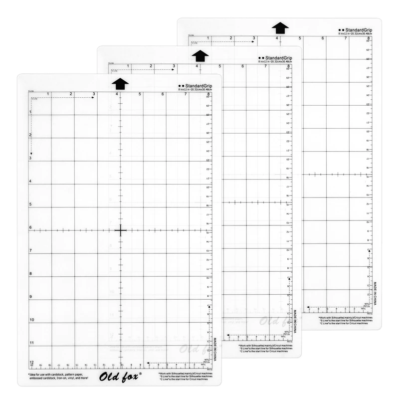 3Pcs Replacement Cutting Mat Adhesive Mat With Measuring Grid 8 By 12-Inch For Silhouette Cameo Cricut Explore Plotter Machine