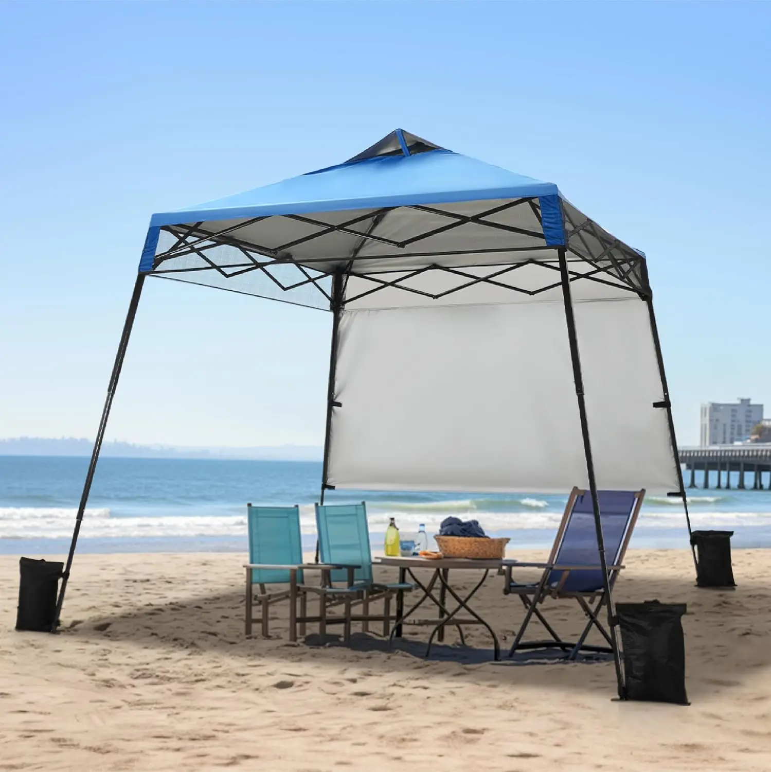 

Pop Up Canopy Tent, 8x8ft Footprint and 6x6 ft at top, Gazebo Shelter Sun Shade Canopies with 1 Sidewall Waterproof Patio Por