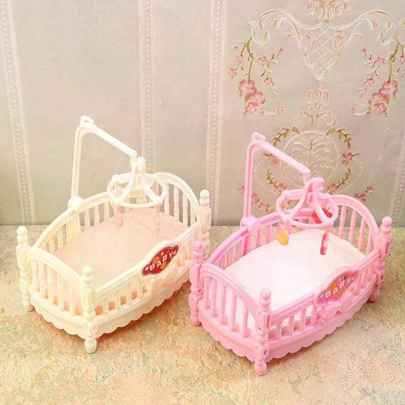1/12 Dollhouse Simulation Mini Crib Baby Bed Model Dollhouse Bedroom Furniture Decoration Dolls House Accessories