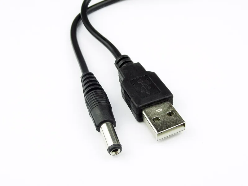 Cable 80cm Puerto USB a DC 2.0 2.5 3.5 4.0 5.5mm 5V DC Barrel Jack Cable de alimentación Conector Negro para lámpara LED u otro equipo