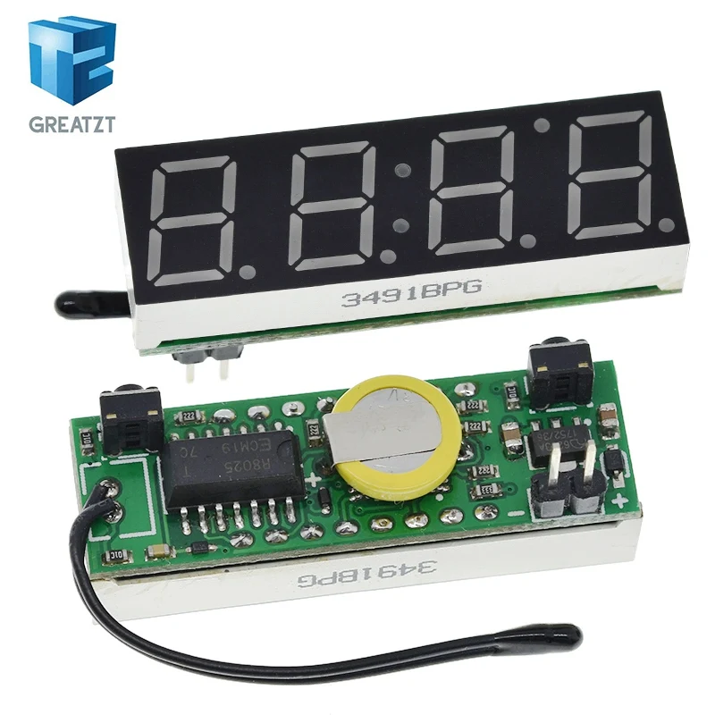 3 In 1 LED RX8025T Digital Clock Temperature Voltage Module DIY Time/Thermometer/Voltmeter DC 5-30V For Arduino