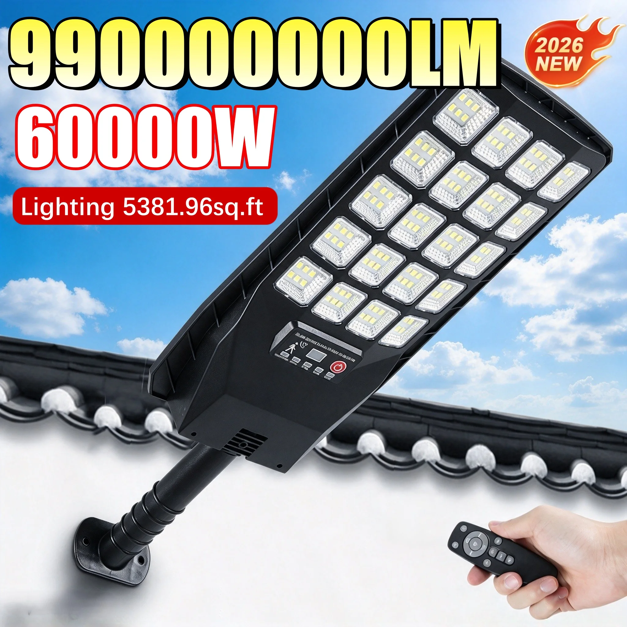 60000W Solar Street Light Ultra Bright LED Outdoor Solar Lamp IR Sensor Waterproof Solar Flood Light for Yard Villa Garden Wall
