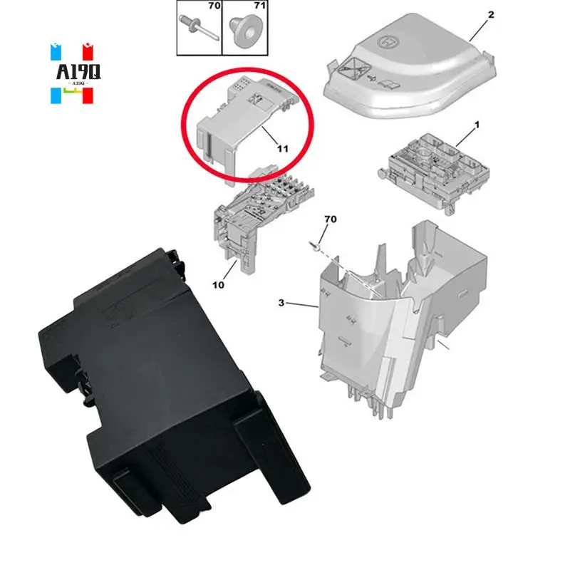 

A19Q-6500GS Предохранитель BPGA Коробка Модуль защиты аккумулятора Верхняя крышка для комплектов Citroen C4 Grand Picasso 308 308CC 3008 RCZ