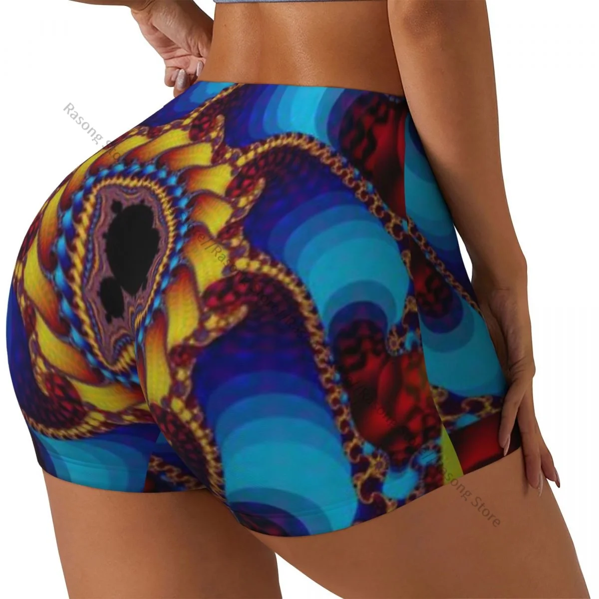 

Шорты для йоги с абстрактным фрактальным рисунком, женские байкерские плотные эластичные спортивные леггинсы для тренировок, спортивная одежда