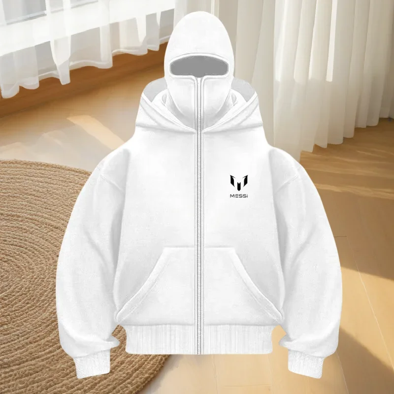 

New men's casual loose mask sweatshirt, fashionable fitness street designer sweatshirt, autumn and winter fashionable casual zip