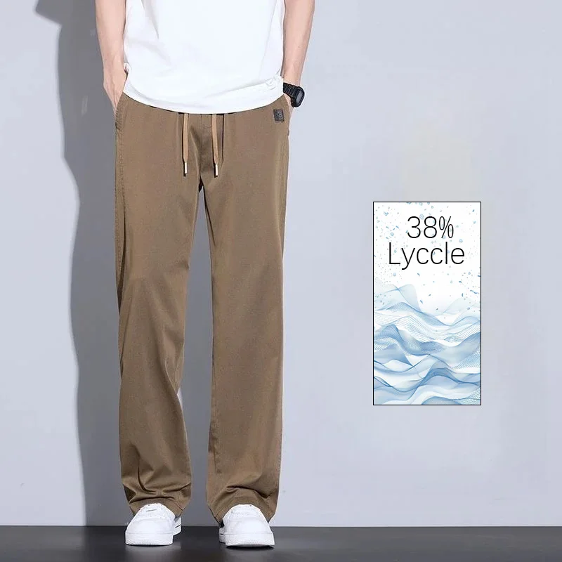 Pop New Soft Jeans Men Spring Summer Thin Loose Draped Anti-wrinkle Comfortable Straight Trousers Drawstring Male Baggy Deni