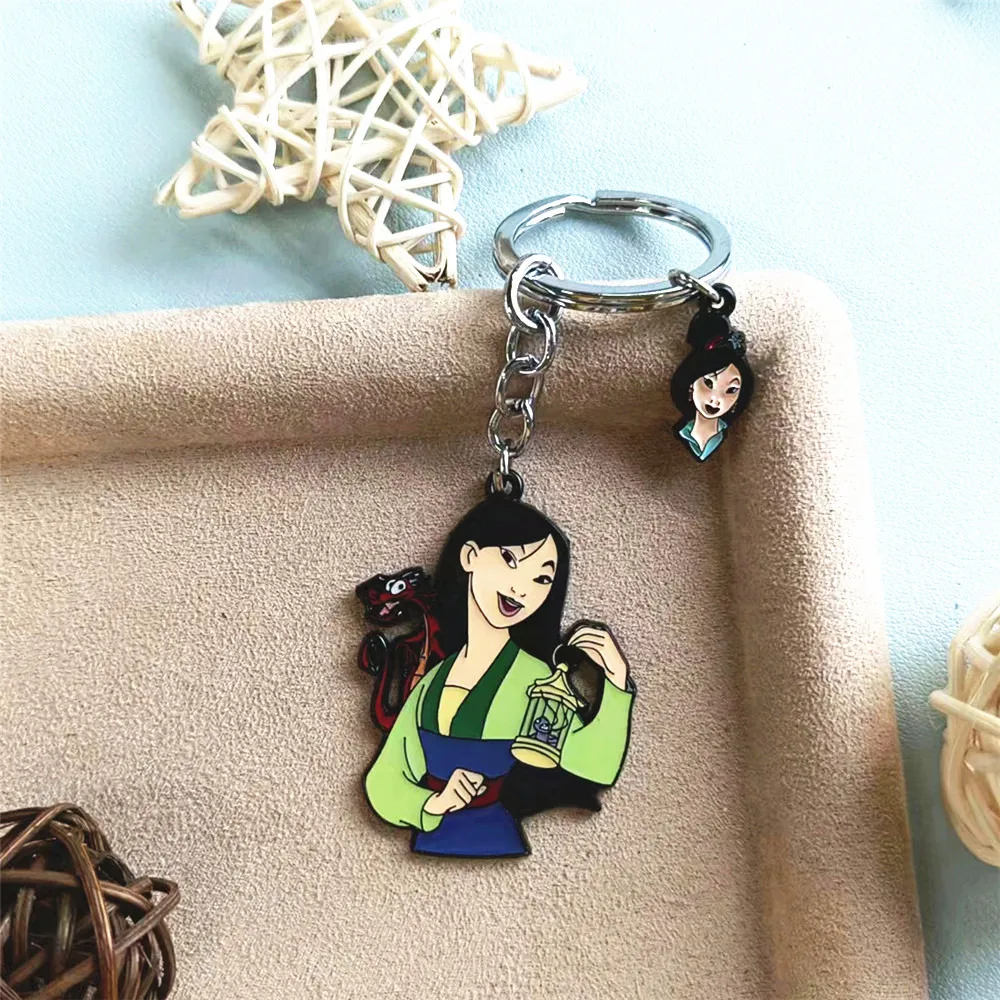 Disney Mulan Princess Anime Cartoon Metal Keychain Gifts for woman girl