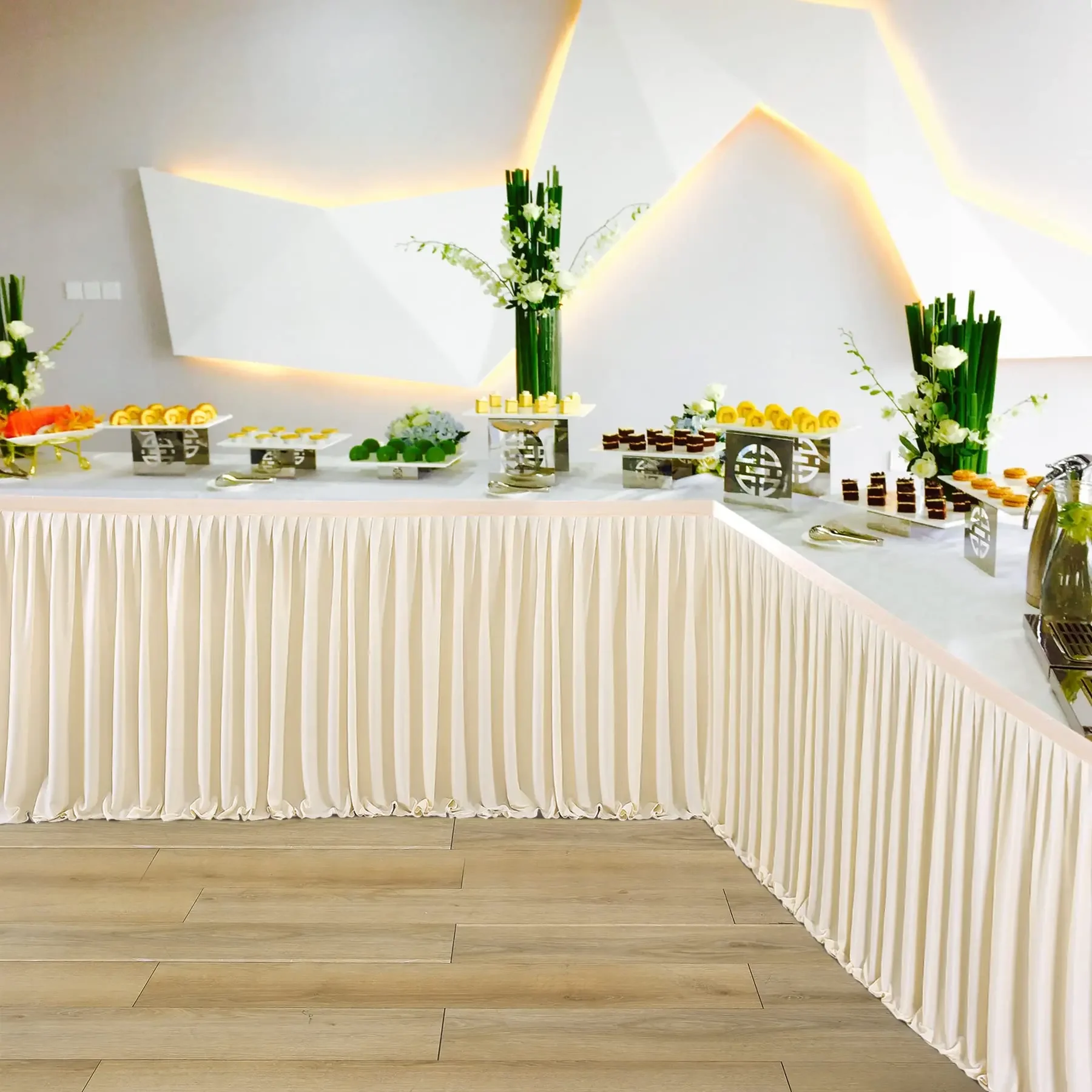 テーブルスカート しわになりにくい プリーツフリル付き セージグリーン テーブルスカート パーティー 結婚式 誕生日 甘いテーブルデコレーション用