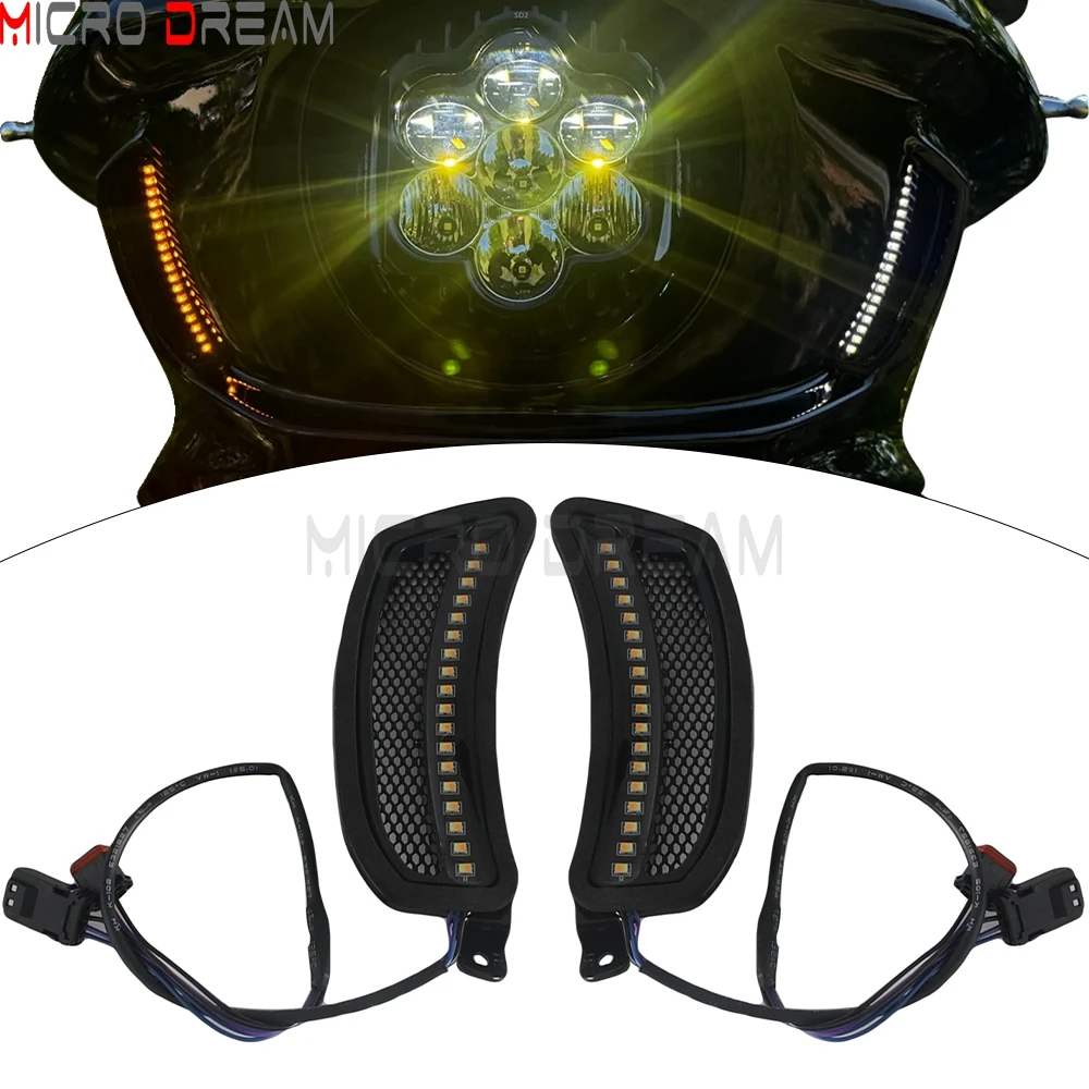 

Motorcycle LED Fairing Vent Light Turn Signal Indicator Trim Lamp For Harley Softail Low Rider ST FXLRST 2022-24 El Diablo FXRST