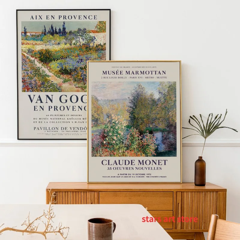 Vintage Floral Impressionism Gallery Claude Monet Van Gogh Garden Art Poster Canvas Painting Wall Prints Picture Room Home Decor