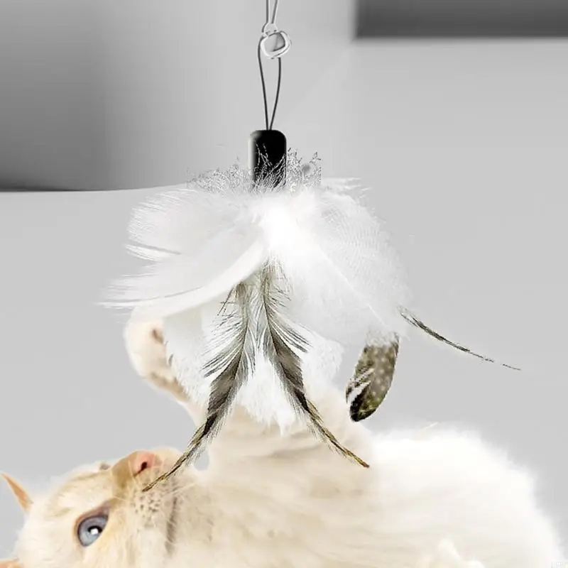 لعبة تفاعلية على شكل عصا دعابة للقطط ذات الريش مع قاعدة كوب شفط للحيوانات الأليفة الملل #3