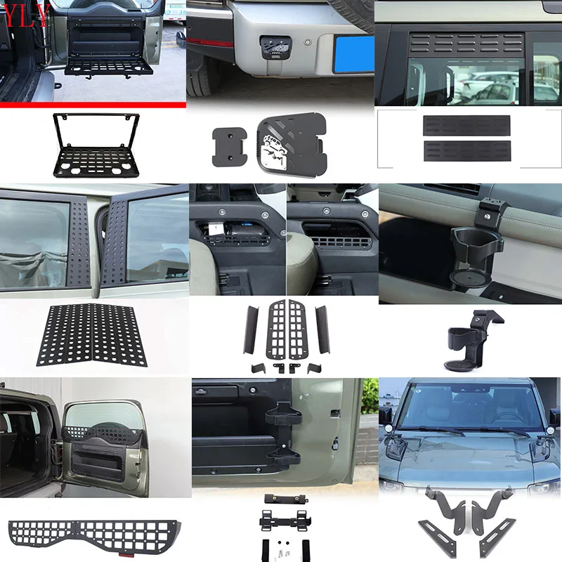 

For Land Rover Defender 90 110 130 2020+ Aluminum alloy black car dashboard water cup holder rear ventilation blinds accessories