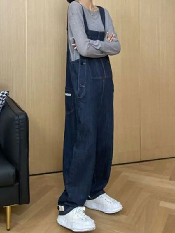 

Винтажные джинсовые комбинезоны, женские весенне-осенние новые цельные брюки большого размера, модные для полных мм, уменьшение возраста