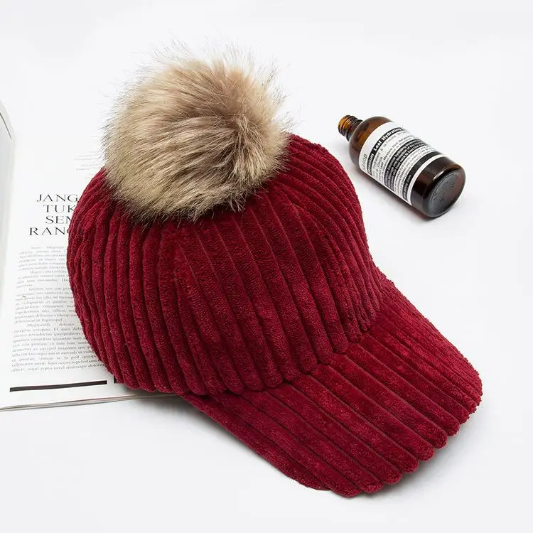 Baseball Caps for Women's Spring Autumn Corduroy Hat Korean Version Casual Style Keep Warm Black Red Green Hats Lovely