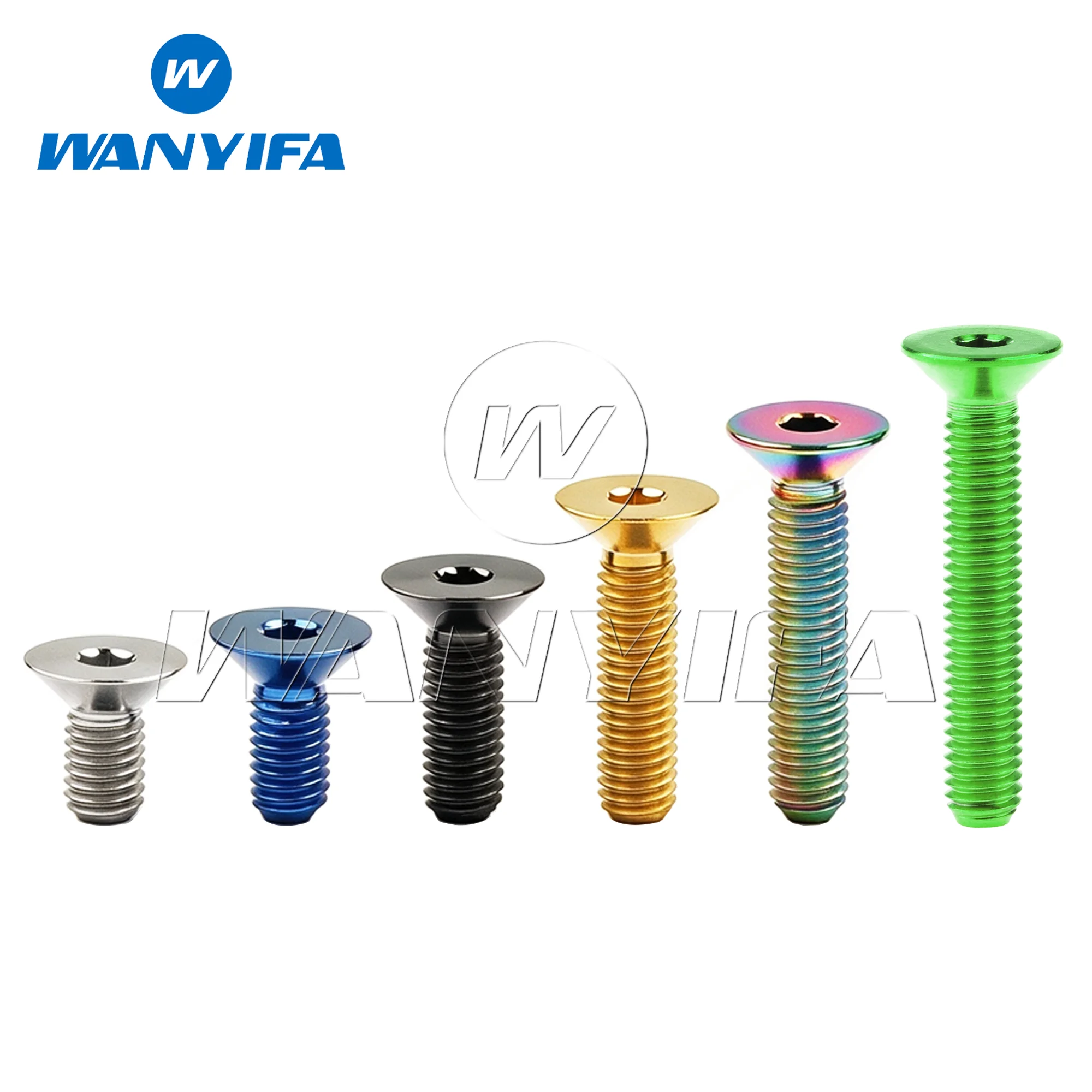 Wanyifa Titanium Bolt M5x10 12 15 20 25 30 35mm Flat Countersunk Head Hex Socket Ti Screws