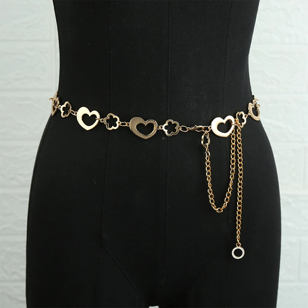

Heart Shape Waist Chain Fashion Metal Love Belt for Women Dress Lanyard Gold Modern Elegant Design Durable Practical