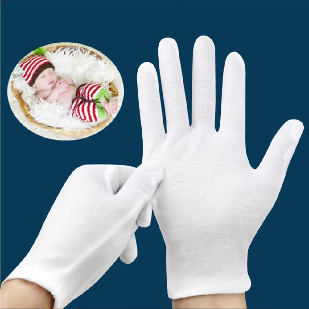 

10 Pairs White Cotton Work Gloves Lightweight Soft Gardening Industrial Labor Easy Clean Party Etiquette Protective