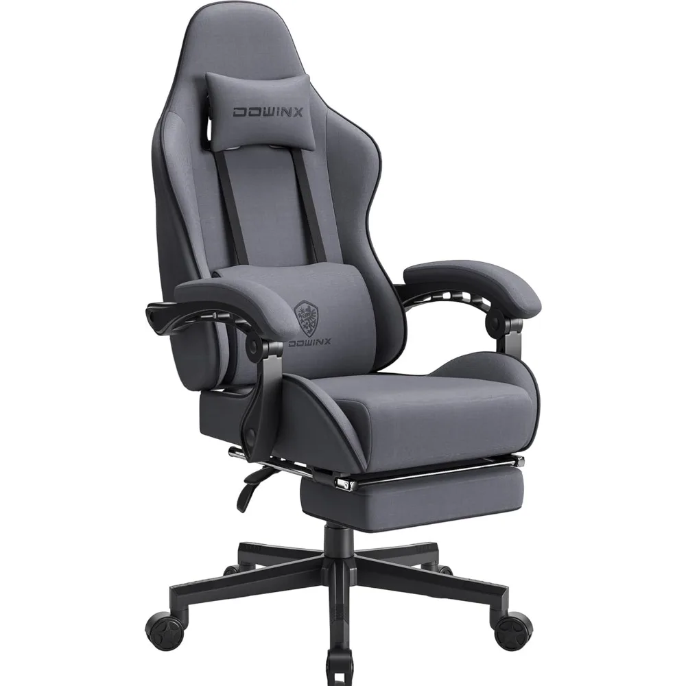 

Gaming Chair Fabric with Pocket Spring Cushion, Massage Game Chair Cloth with Headrest, Ergonomic Computer Chair with Footrest