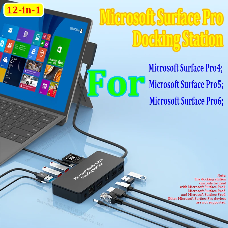 Multiple USB Ports 5Gbps Data Transfer RJ45 HDMI Mini DP 4K 30HZ MST HUB Microsoft Surface Pro Docking Station Docking Station