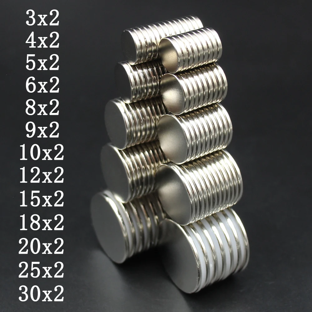 

3x2/4x2/5x2/6x2/8x2/10x2/12x2/15x2/20x2/25x2/30x2mm N35 Super Strong Magnet Round Magnetic NdFeB Neodymium Powerful Disc imanes