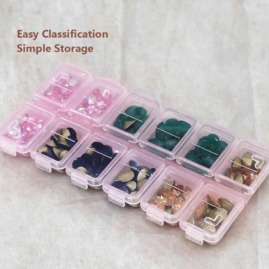 12 Compartments Plastic Rhinestone Organizer Container Case, Nail Art Tool Jewelry Storage Box, Beads Parts Containers