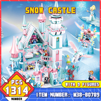 M38-B0789 Sluban Ice Snow Castle Building Blocks Model Children Educational Assembly Toy Kids Girl's Birthday Holiday Gifts