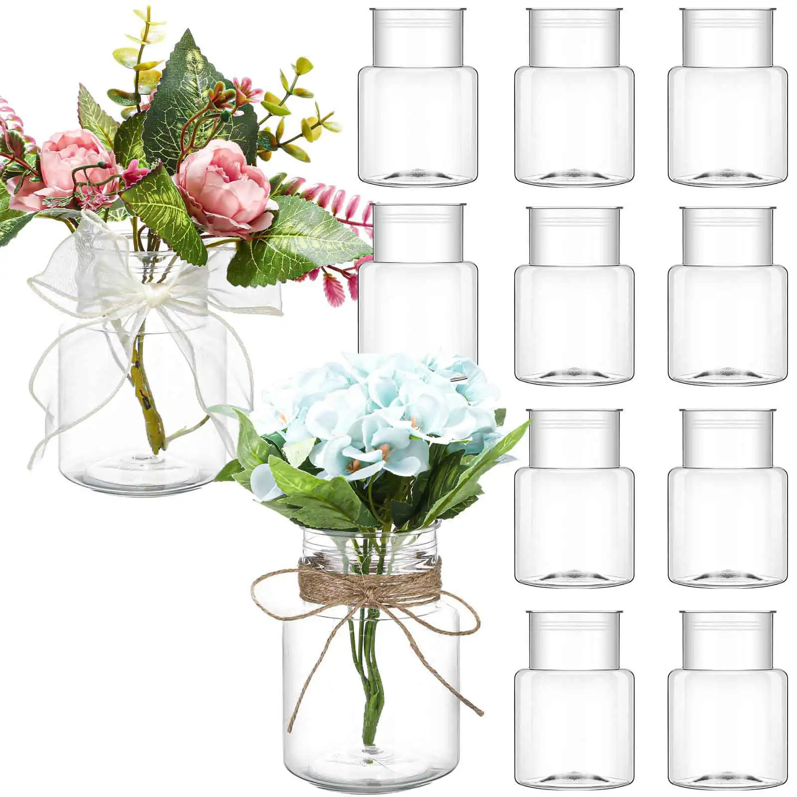 Hochwertige große, breite, zylindrische Kunststoffvase, transparente Vase, geeignet für Tischdekoration, Hochzeit, Zuhause,