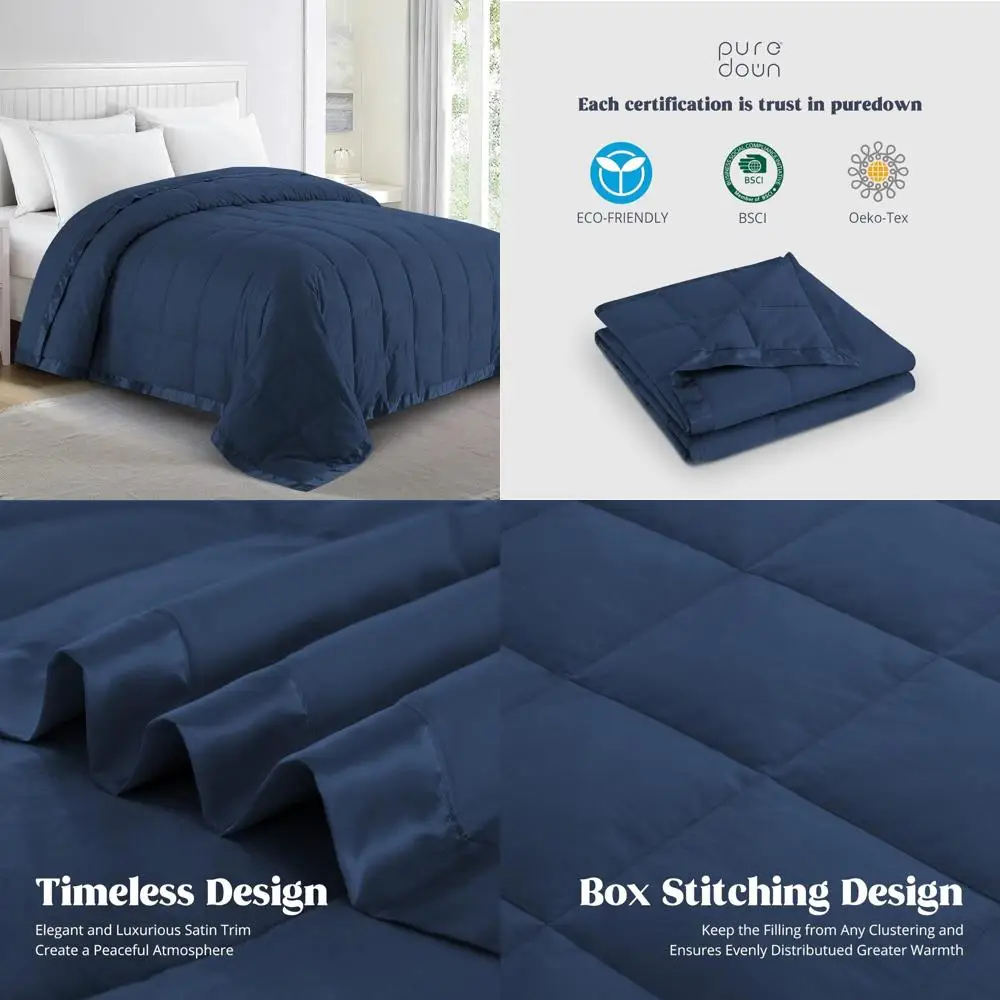 

Роскошное пуховое одеяло королевского размера — мягкое и легкое для комфорта на год, уютное тепло, с атласной отделкой и тканью из микрофибры