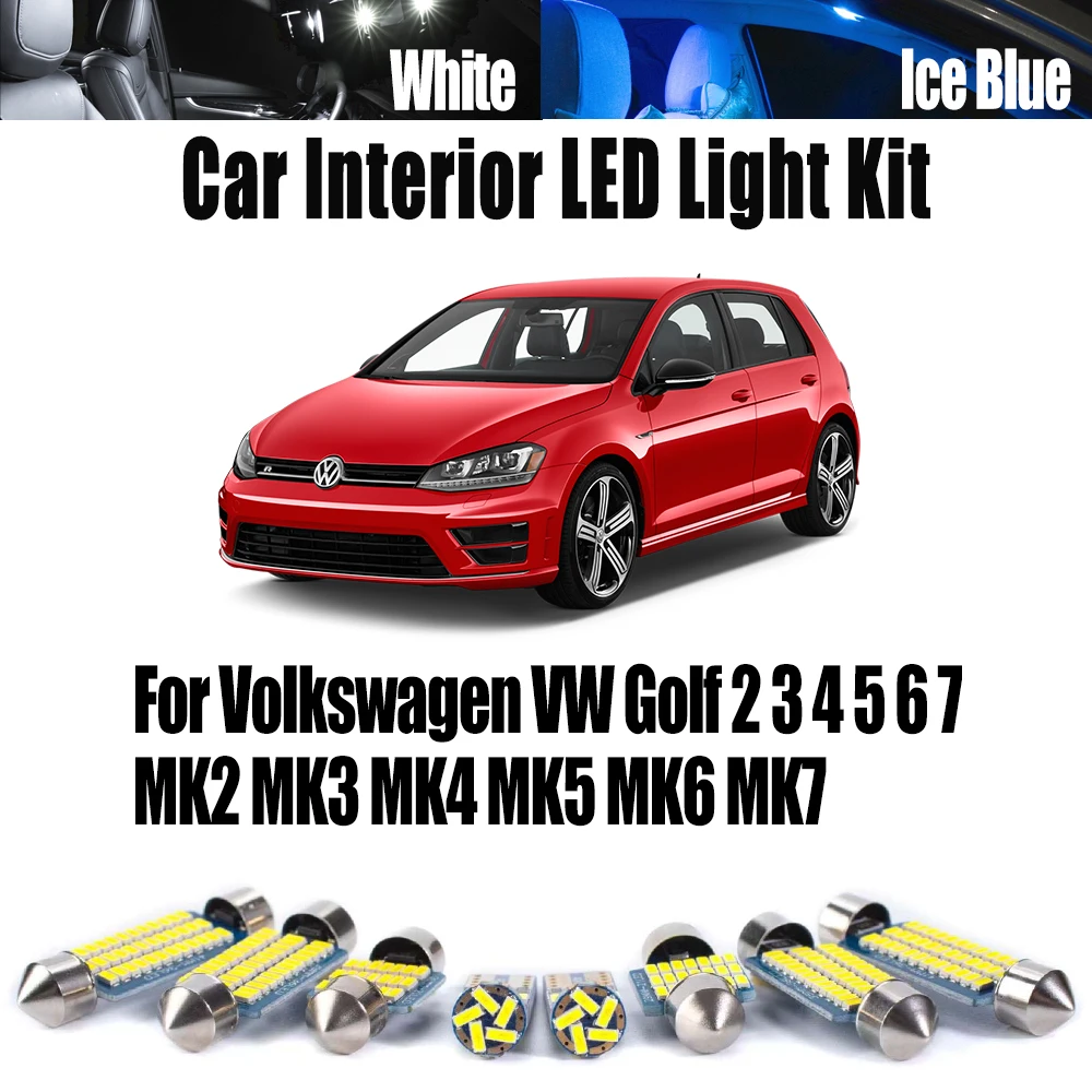 

For VW Golf 2 3 4 5 6 7 MK2 MK3 MK4 MK5 MK6 MK7 Canbus Car Bulbs LED Interior Map Dome Trunk Door Plate Foot Sun Visor Light Kit