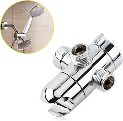 3 Way Tee Connector Shower Adapter Adjustable Shower Head Diverter Valve Arm Mounted Shower Head Holder Bathroom Shower Valve