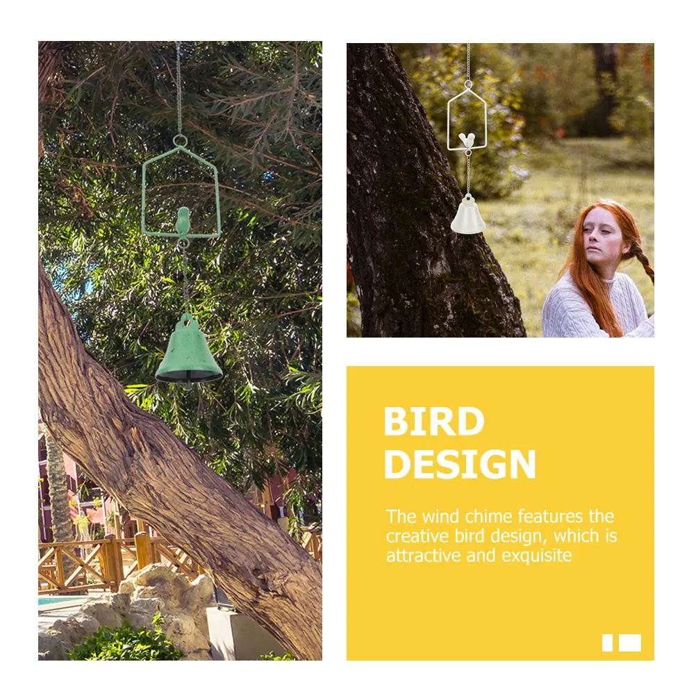 

2 Pcs Hanging Bird Bell Decoration Birds Wind Chime Chimes Outdoor Metal Iron Accessories Backyard