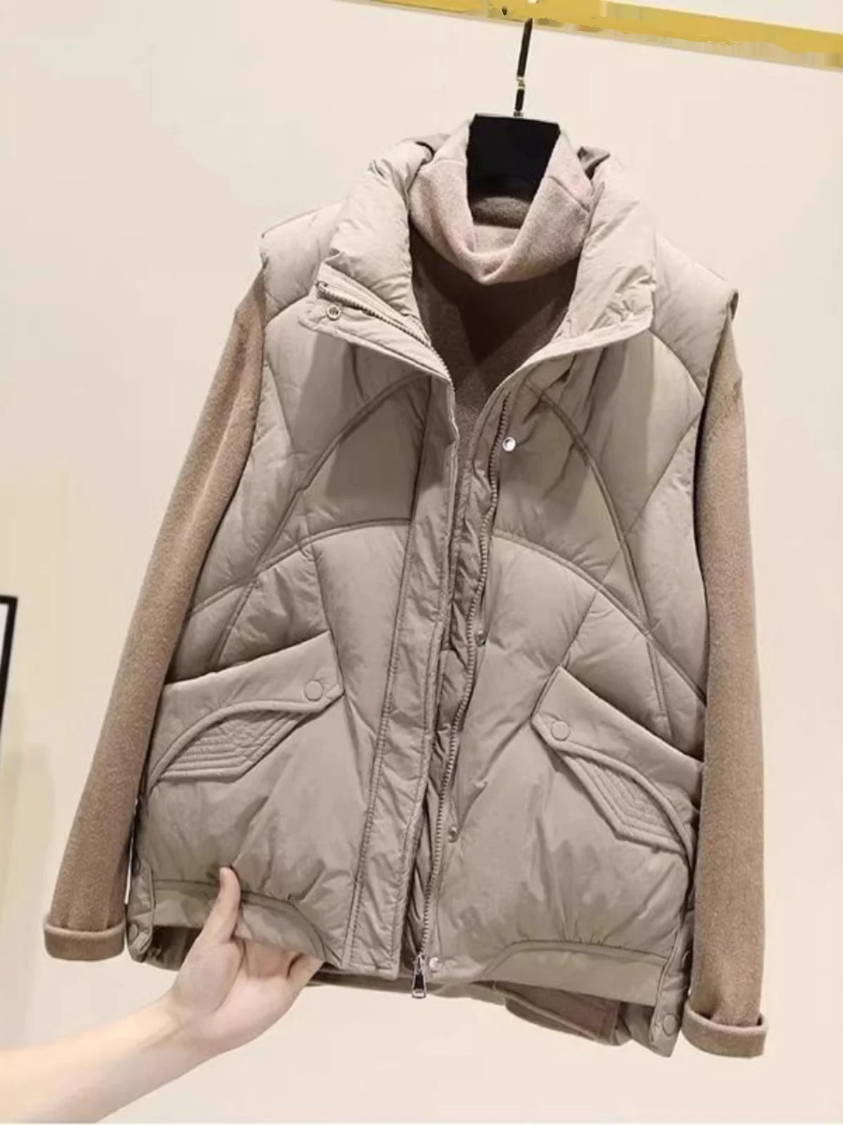 여성용 다운 코튼 조끼 2025 가을 겨울 신상 한국 스타일 루즈핏 패션 소형 사이즈 두꺼운 조끼 아우터웨어 트렌디