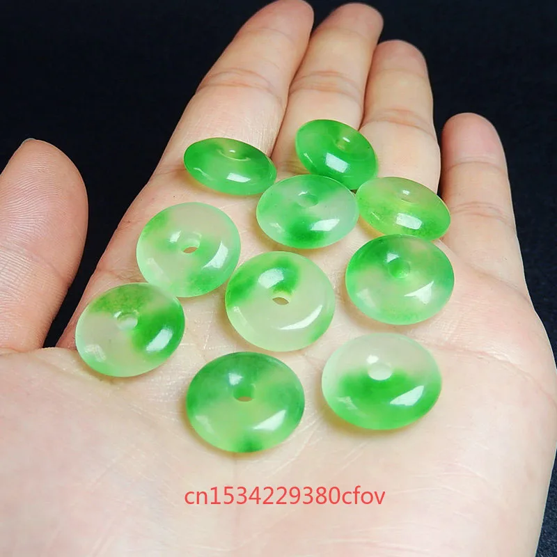 5pcs Natural Emerald Green Jade Doughnut Beads DIY Bracelet Bangle Charm Jewellery Fashion Accessories Amulet Gifts Women Men